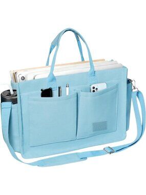 Women Plus Blue Crossbody Tote Bag Pockets Laptop Work Shoulder Bag